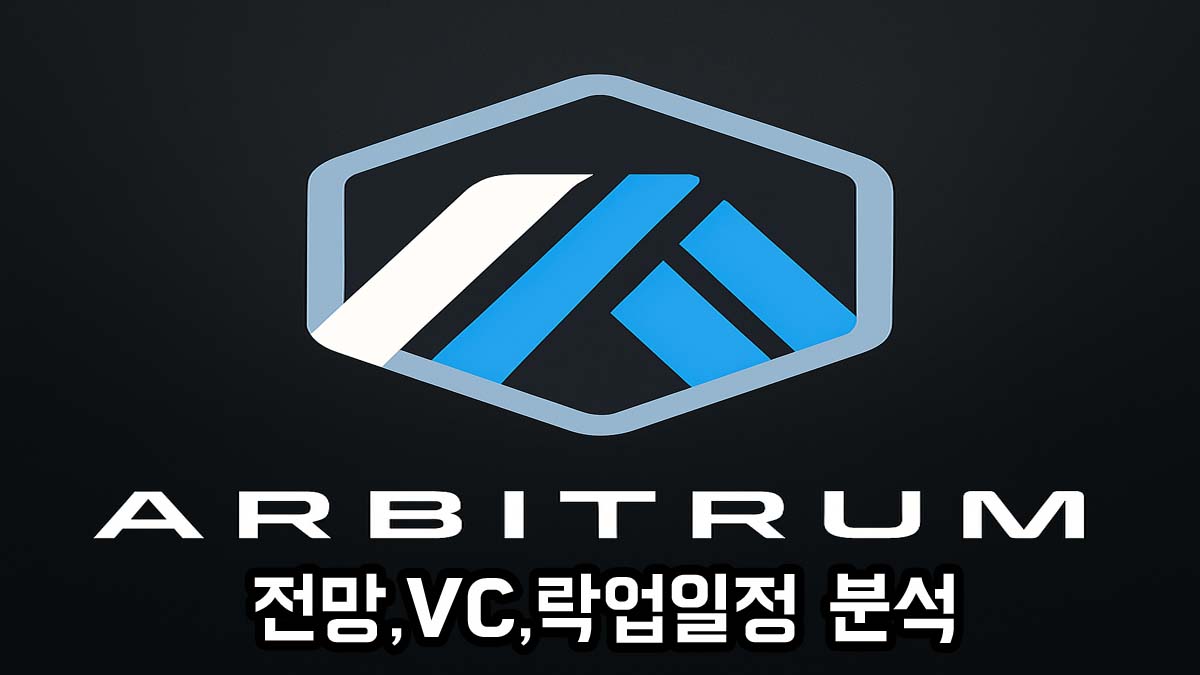 아비트럼 로고와 전망, VC, 락업일정 분석 텍스트가 함께 있는 이미지