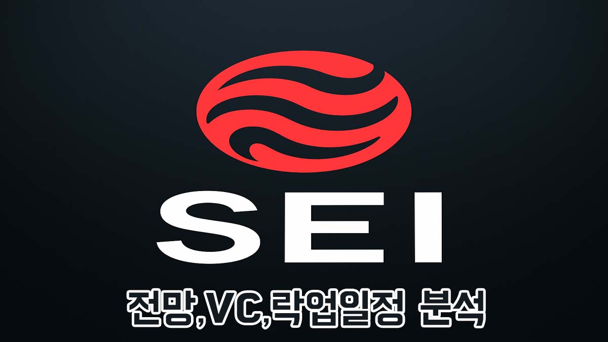 SEI 로고와 '전망, VC, 락업일정 분석' 문구가 들어간 썸네일 이미지