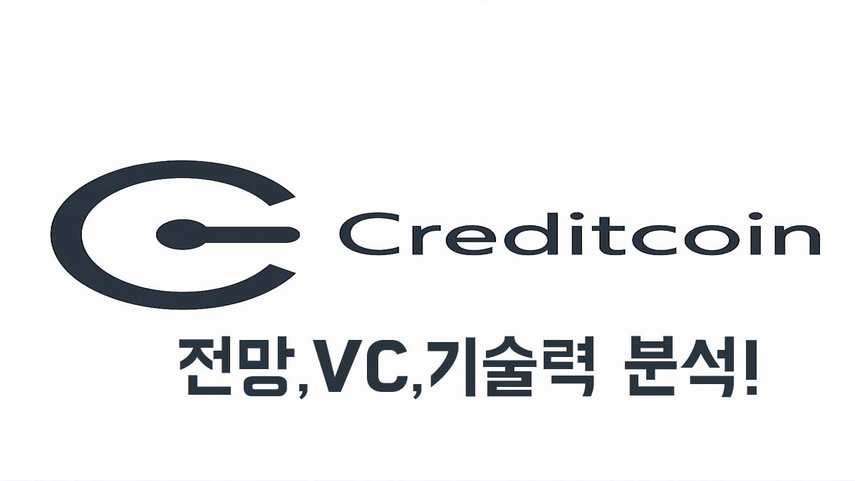 크레딧코인(Creditcoin) 로고와 함께 "전망, VC, 기술력 분석!"이라는 문구가 포함된 블로그 썸네일 이미지