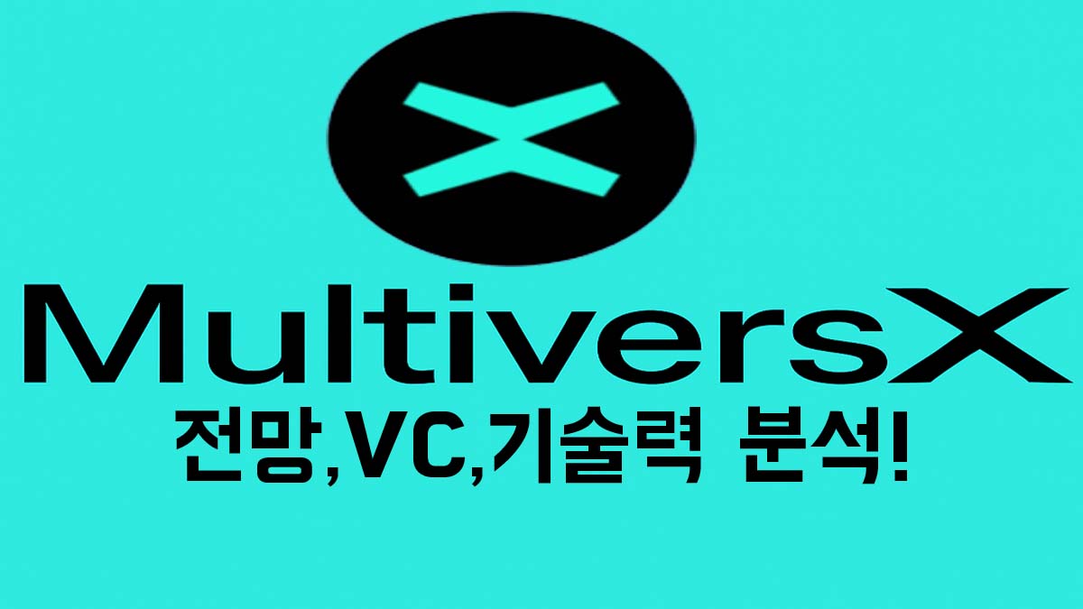 MultiversX 로고와 함께 "전망, VC, 기술력 분석!"이라는 문구가 적힌 썸네일 이미지