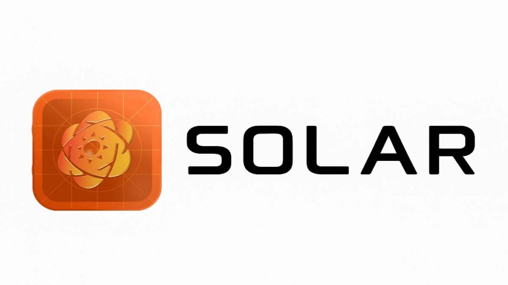 Solar 프로젝트 로고와 텍스트가 포함된 브랜드 아이덴티티 이미지